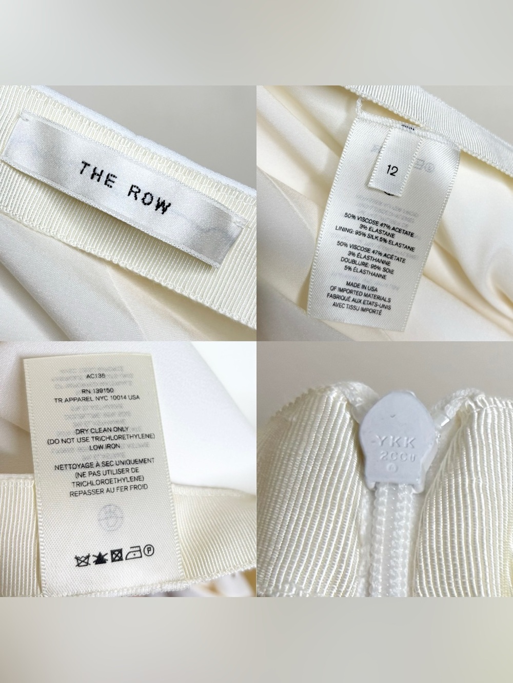 The Row Ivory Cropped Split Hem Trousers Pants Size 12 Silk Lined - Picture 6 of 13